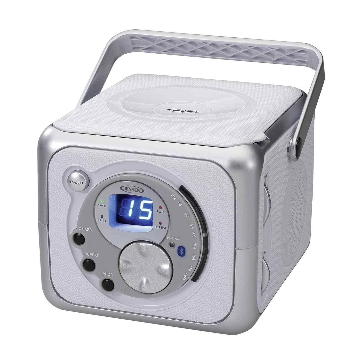 Boombox Jensen Prata com Bluetooth e CD: Som Clássico com Tecnologia Moderna
