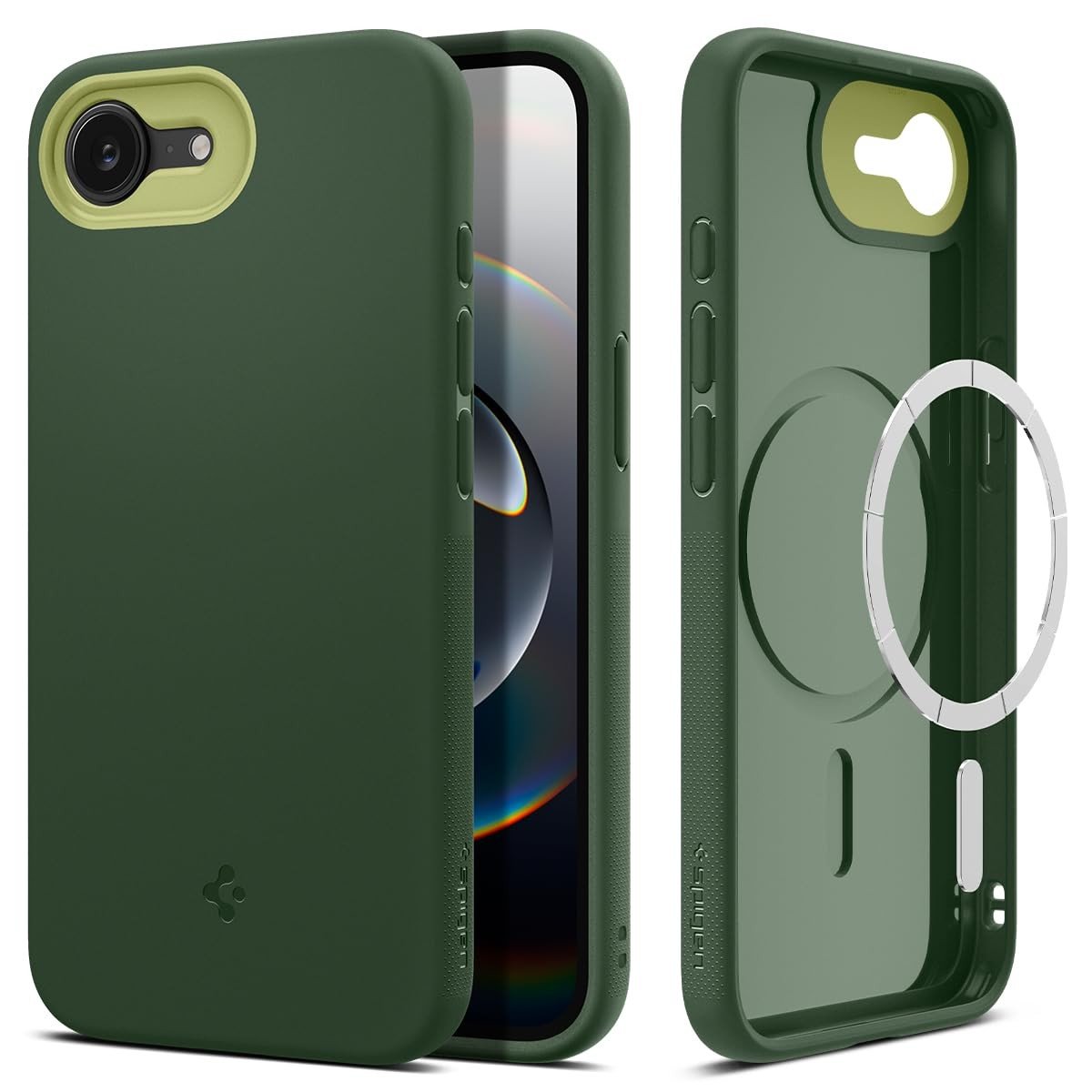 Spigen Nano Pop [MagFit] para iPhone 16e (2025) - AVO Verde: Proteção e Estilo com Toque de Cor
