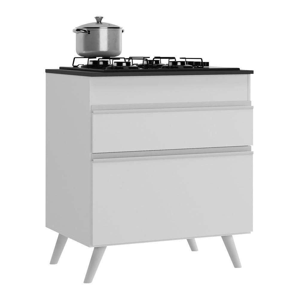 Balcão de Cozinha Moderno com Cooktop 70cm | Veneza Multimóveis Branco