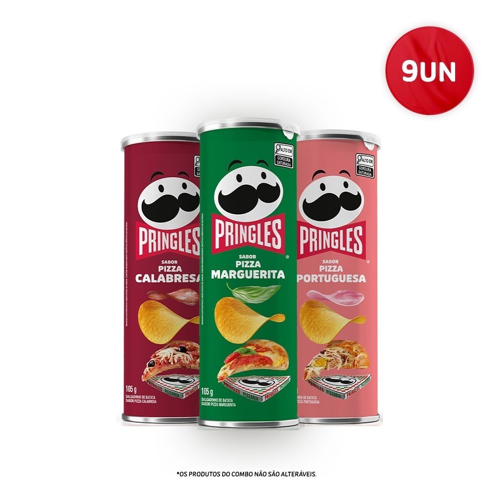 Combo Pringles Pizza Sabores Sortidos 9 Unidades: O Lanche Perfeito!