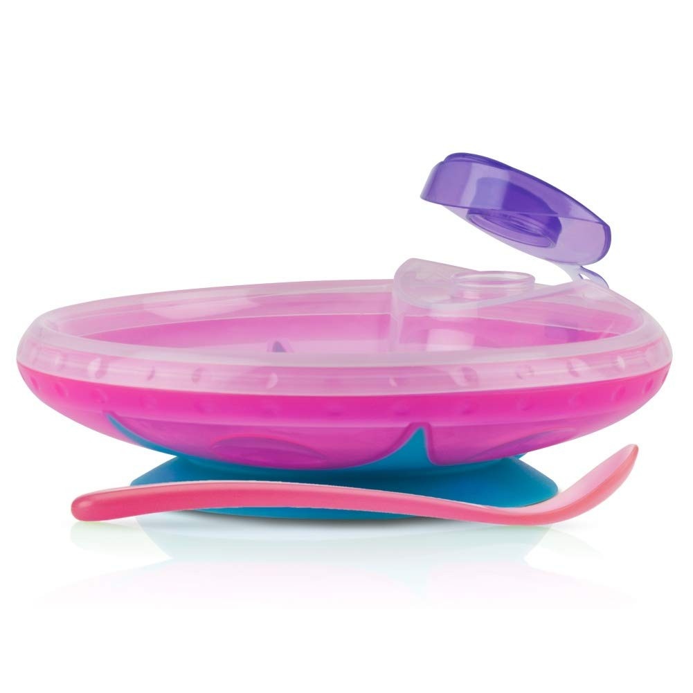 Nuby Prato Térmico Rosa - Mantém a Comida Quente e Segura para Bebês