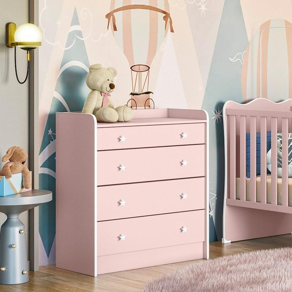Cômoda Bebê com Trocador Rosa: Doce Sonho!