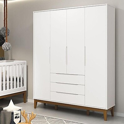 Cômoda com Porta e Guarda-Roupa Classic Elfe: Elegância e Espaço para o Quartinho do Bebê