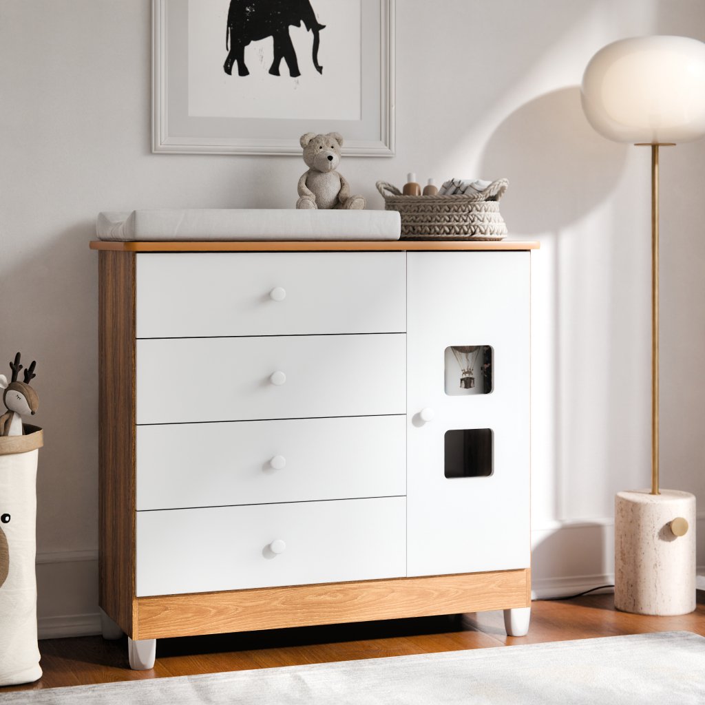 Cômoda de Bebê Life 4 Gavetas com Janela: Organize o Quarto com Estilo