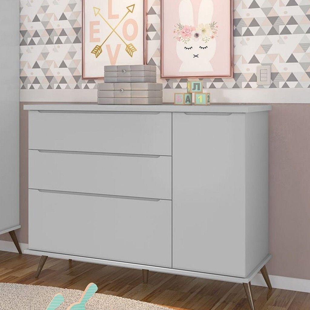Cômoda Infantil Cinza Melinda: Organize com Estilo!