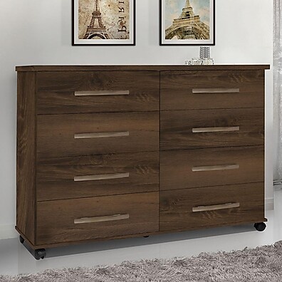 Cômoda Quarto Jade com 8 Gavetas e Rodízios