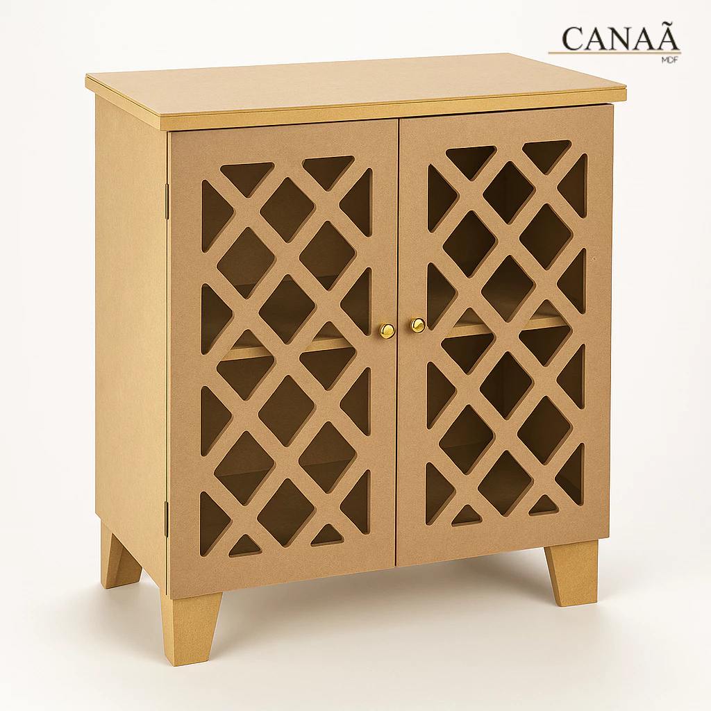 Cômoda Treliça MDF Cru com 2 Portas – Estilo e Funcionalidade