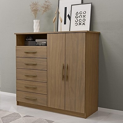 Cômoda Viena: 5 Gavetas e 2 Portas para Seu Quarto