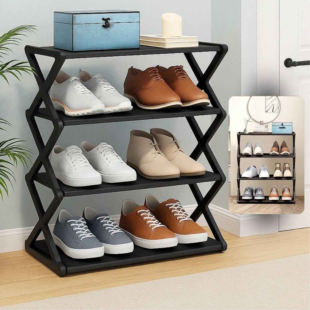Sapateira Organizadora Vertical 4 Andares - Design Moderno e Compacto para Tênis, Sapatos e Chinelos