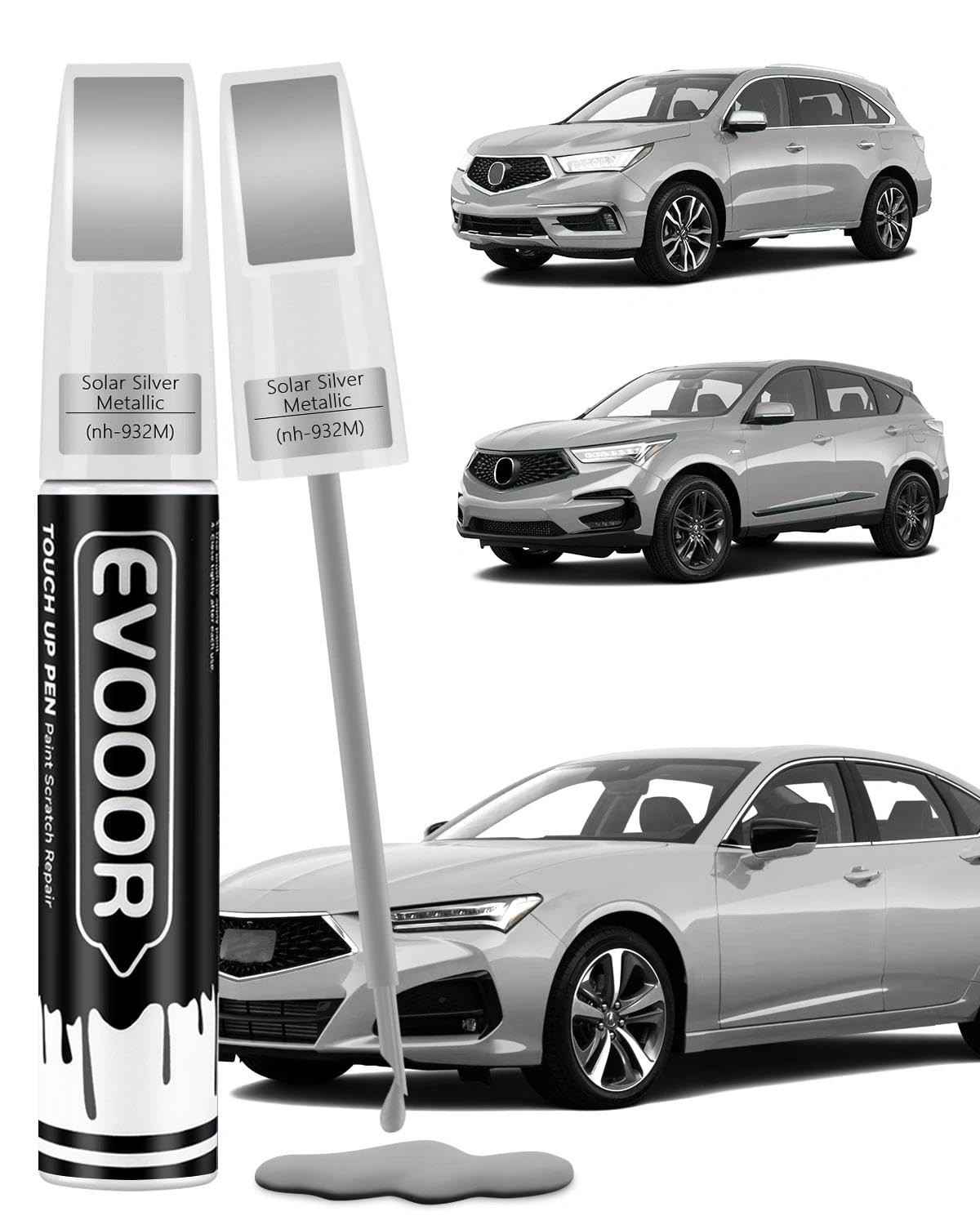 Tinta de Retoque Metálica Prata Solar NH-932M - Compatível Acura Exact Match 2 em 1 com Microaplicadores