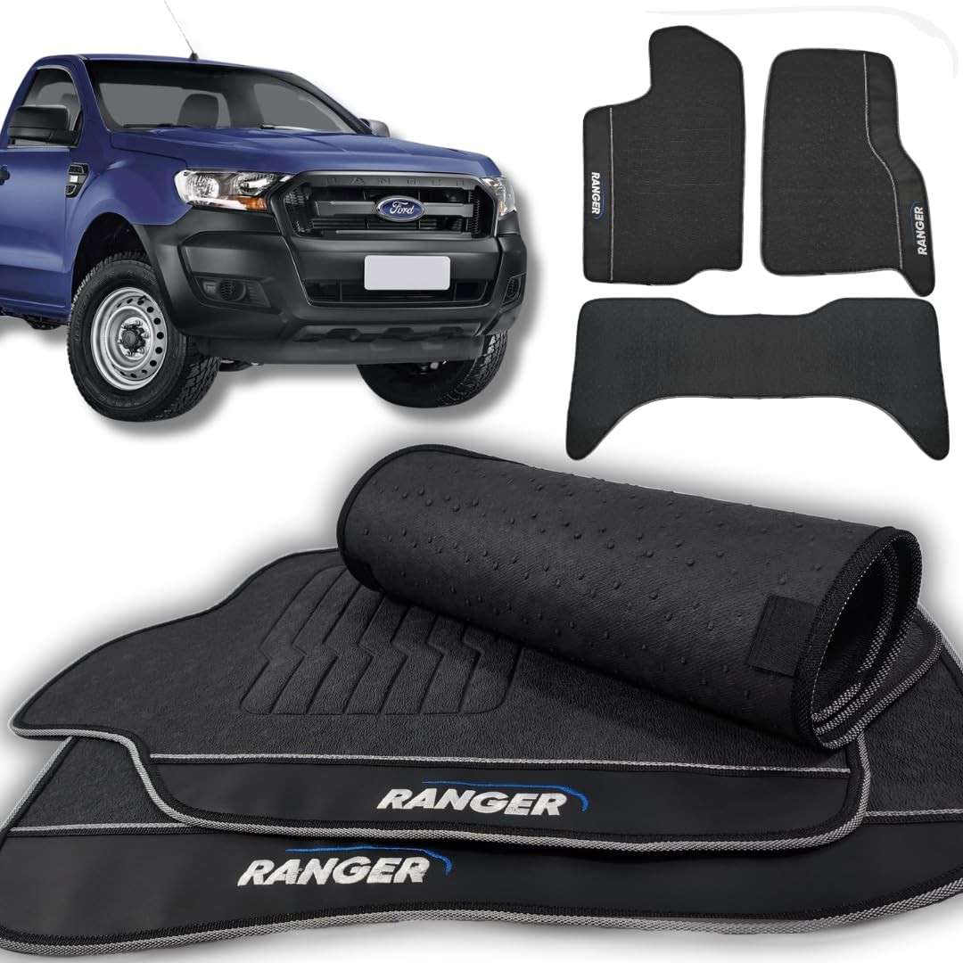 Jogo Tapete Compativel com Carros Ranger Cabine Dupla Borracha 3 Peças 1998 99 2000 01 02 03 04 05 06 07 08 09 2010 2011 2012