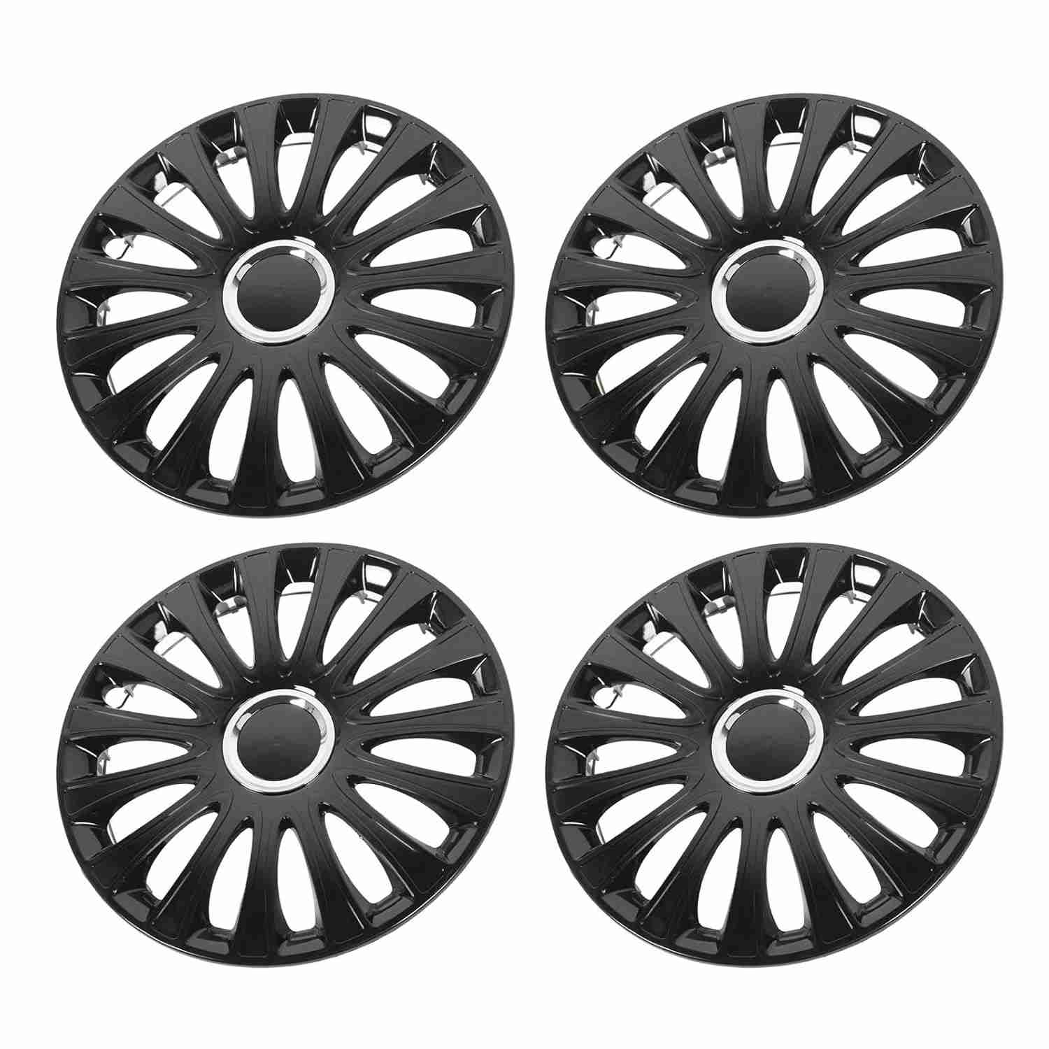 Acouto 14 Polish Look de Proteção Completa Ajuste Universal Snap No Aro de Roda R14 Capas Cubos, Criados de Abdominais Premium, Dimensionados para Qualquer Roda de 14 Polegadas, Não