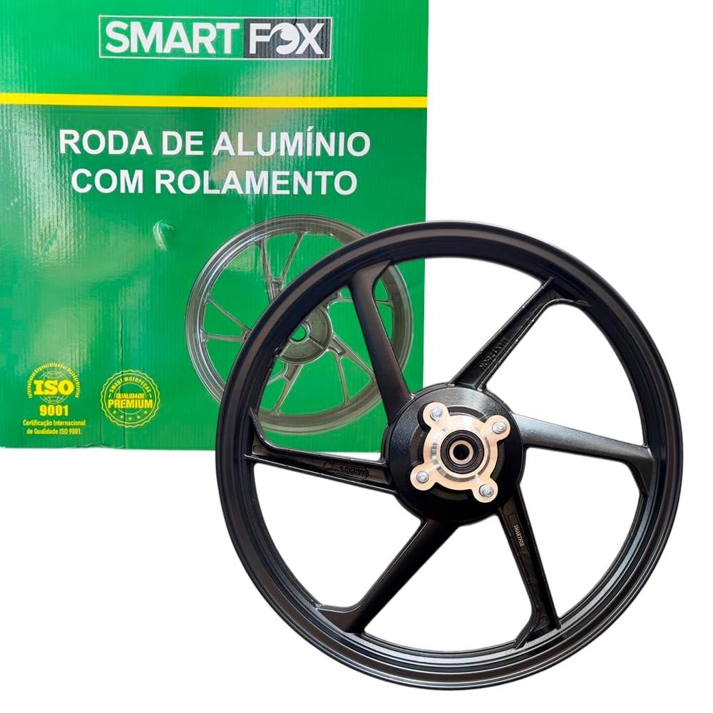 Roda Liga Leve Traseira Fan 125 KS 2009 Preto - Freio a Tambor Completa SmartFox