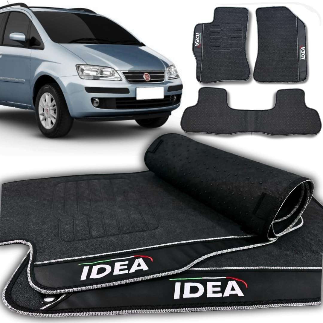 Jogo de Tapetes Automotivos Emborrachado para Fiat Idea 2006-2011 - Proteção Completa e Fácil Limpeza