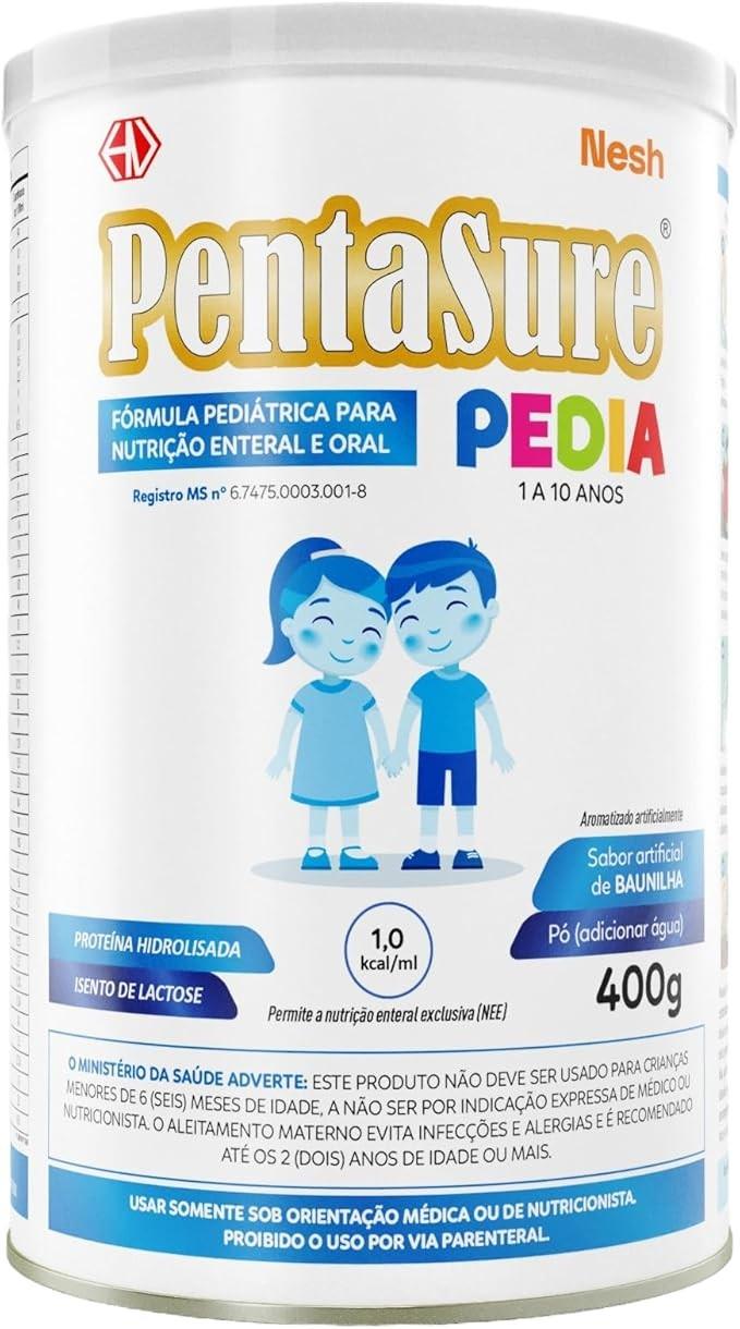 Nesh Pentasure PEDIA - fórmula nutricional completa especializada para crianças de 01 a 10 anos com riscos de broncoaspiração e com intolerância gastrointestinal - Sabor Baunilha, 400g, Sem Lactose e Glúten