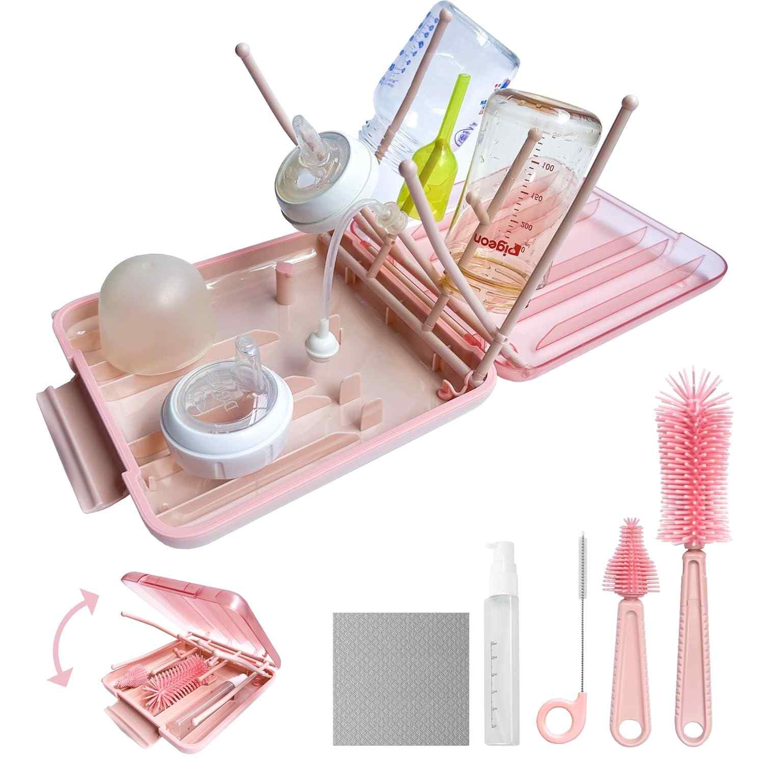 Kit Limpeza Mamadeira 7 em 1 com Escovas Silicone - Completo e Portátil