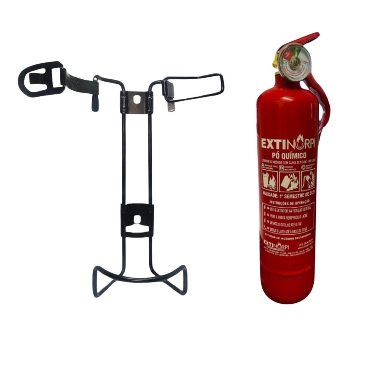 Kit Completo - Extintor Pó 1kg Fino Com Suporte Veicular