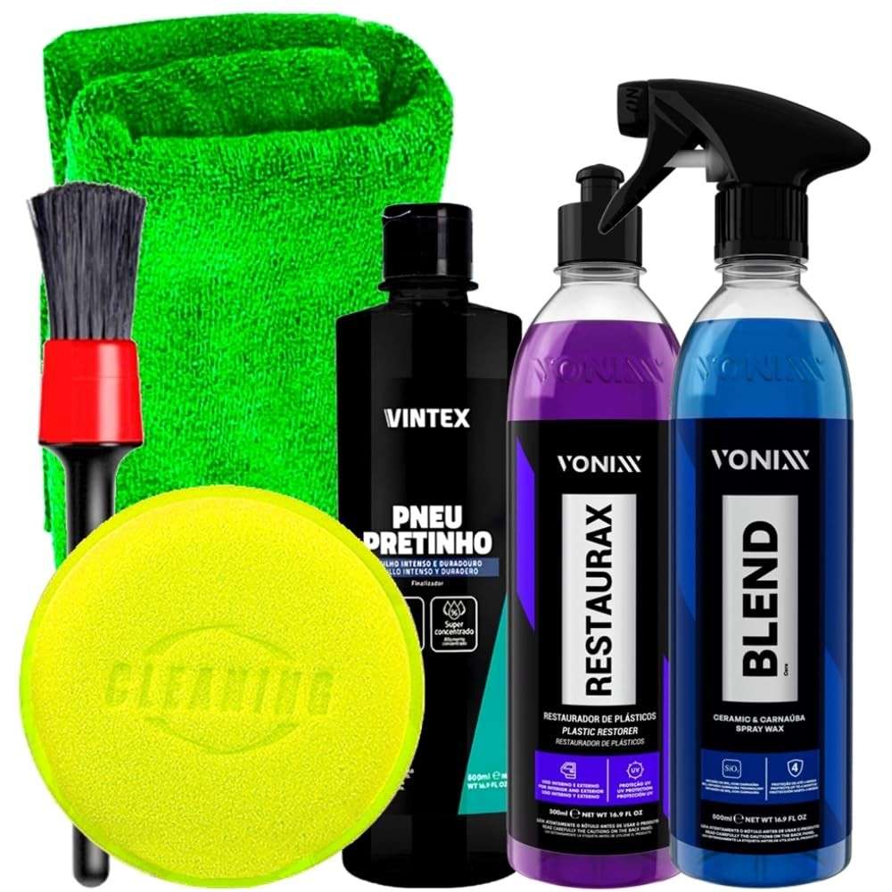 Kit Completo Vonixx: Blend Spray, Restaurax e Pneu Pretinho + Acessórios Karbox