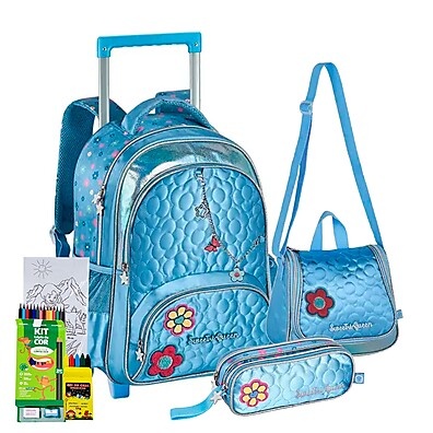 Mochila Carrinho Sereia Sweet Queen 2025: Kit Completo