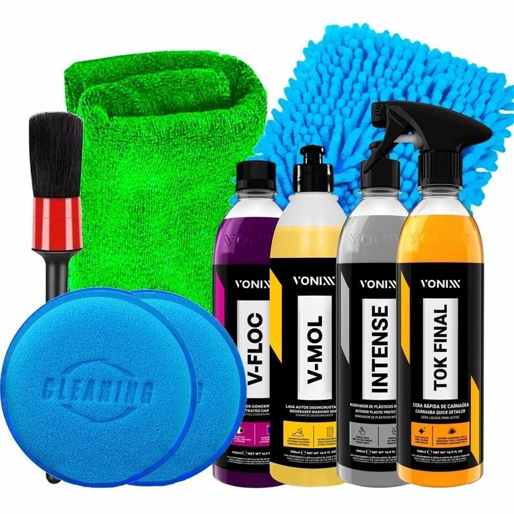 Kit Completo Estética Automotiva Vonixx: Tok Final, Intense, V-Mol, V-Floc e Acessórios Karbox