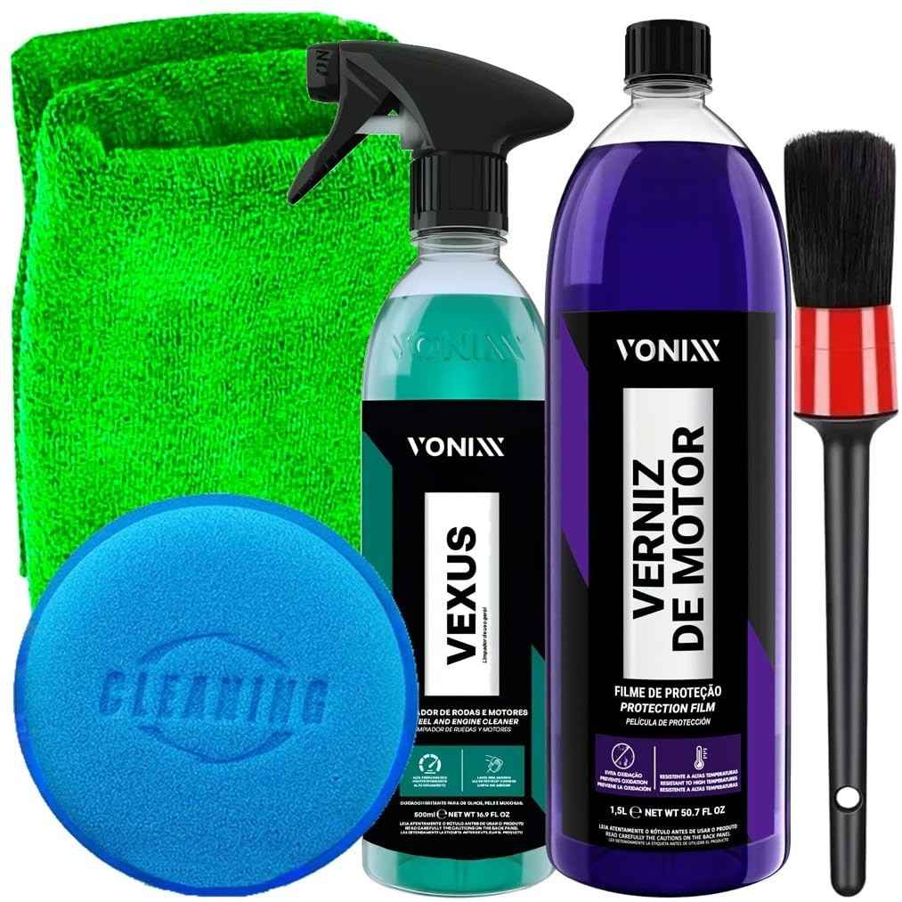 Kit Completo Vonixx Vexus: Verniz Motor 1,5L + Limpa Rodas 500ml e Acessórios Karbox