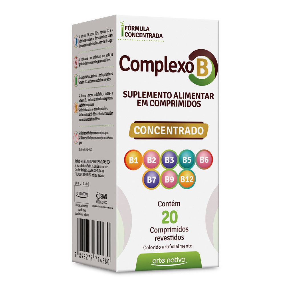 Complexo B Concentrado: 20 Comprimidos com Vitaminas Essenciais