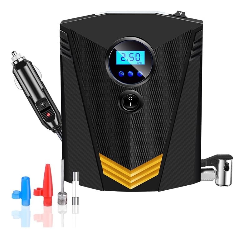 Compressor de Ar Digital 12V: Inflador Rápido para Pneus, Bolas e Mais com Lanterna Integrada