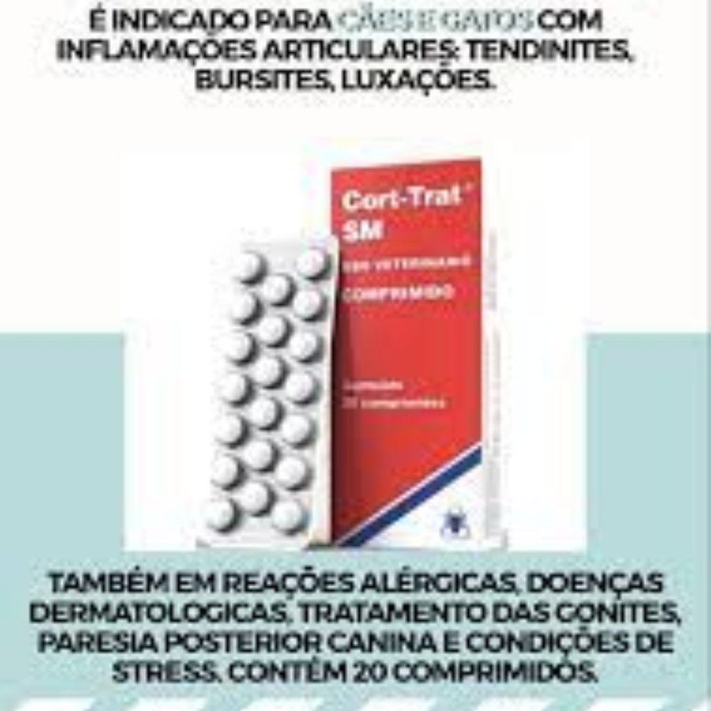 Cort-trat SM: Anti-inflamatório para Cães e Gatos – 20 Comprimidos