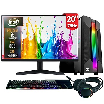 Computador Gamer 2Eletro Chroma: i5, 8GB, SSD 256GB + Monitor