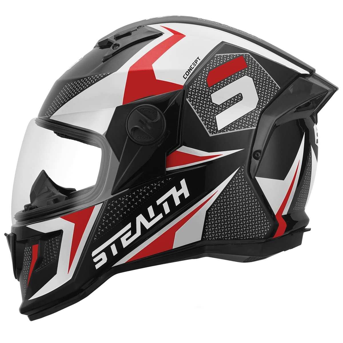 Capacete Fechado Pro Tork Stealth Concept Brilhante Branco/Vermelho - Segurança e Estilo