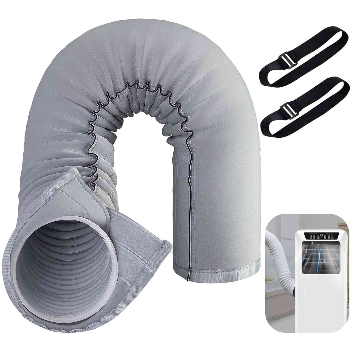 Manga de Isolamento Térmico para Mangueira de Ar Condicionado Portátil - 147cm, 12,7cm a 15cm, Fácil Instalação com Velcro
