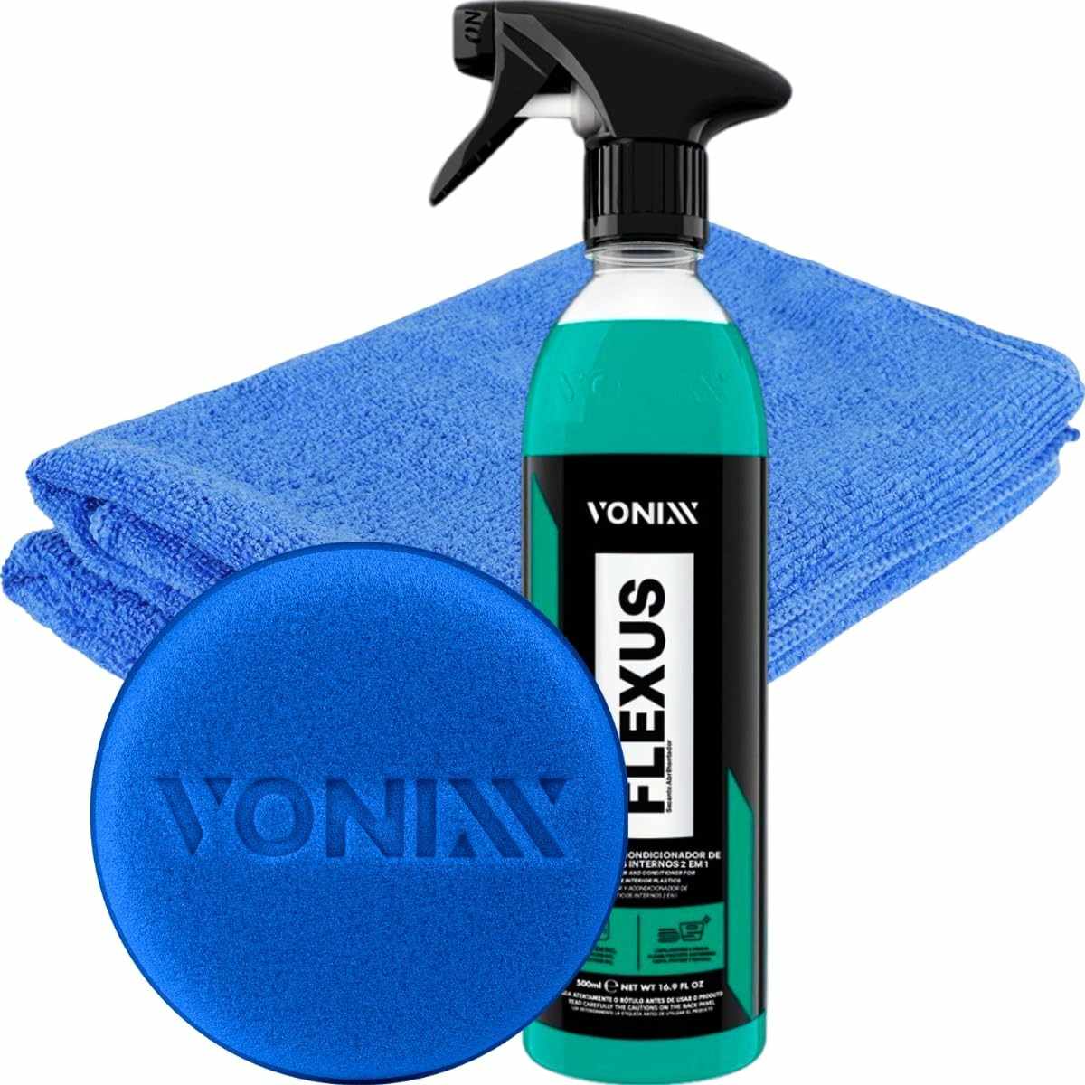 Flexus Vonixx: Limpador e Condicionador 2 em 1 para Painel Automotivo - 500ml + Pano Aplicador