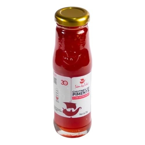 Sabor das Índias Chutney de Pimenta com Morango, Molho Condimento Gourmet, 210g, Glúten Free, Edição 30 Anos
