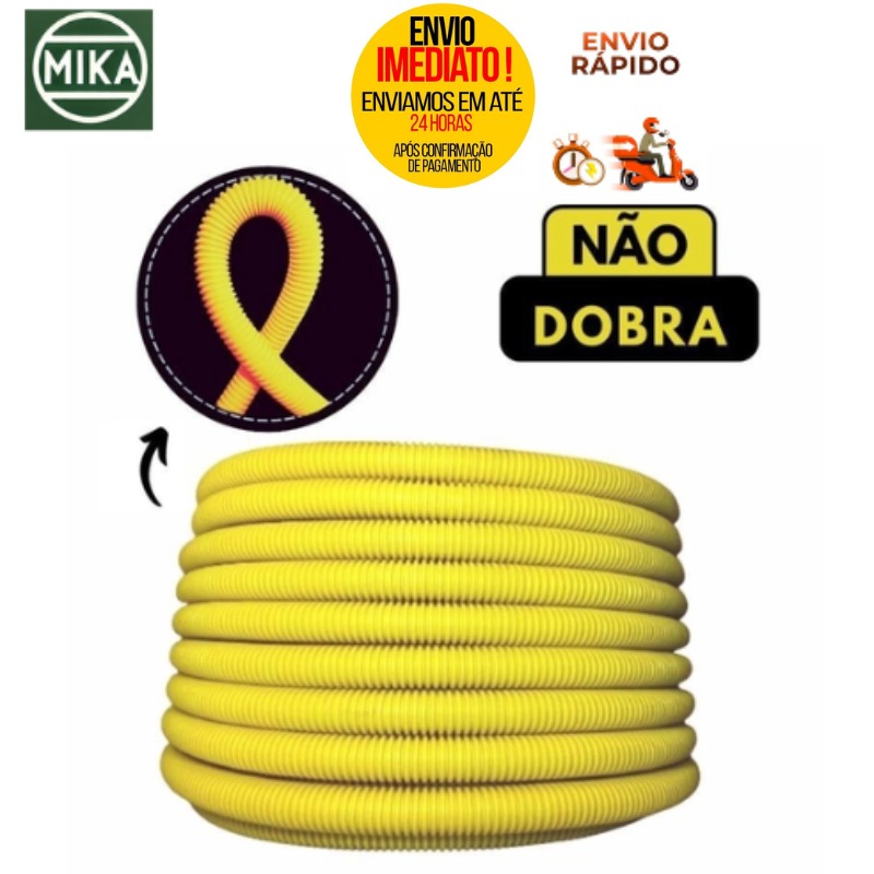 Conduíte Corrugado Amarelo 3/4: 50m Super Resistente
