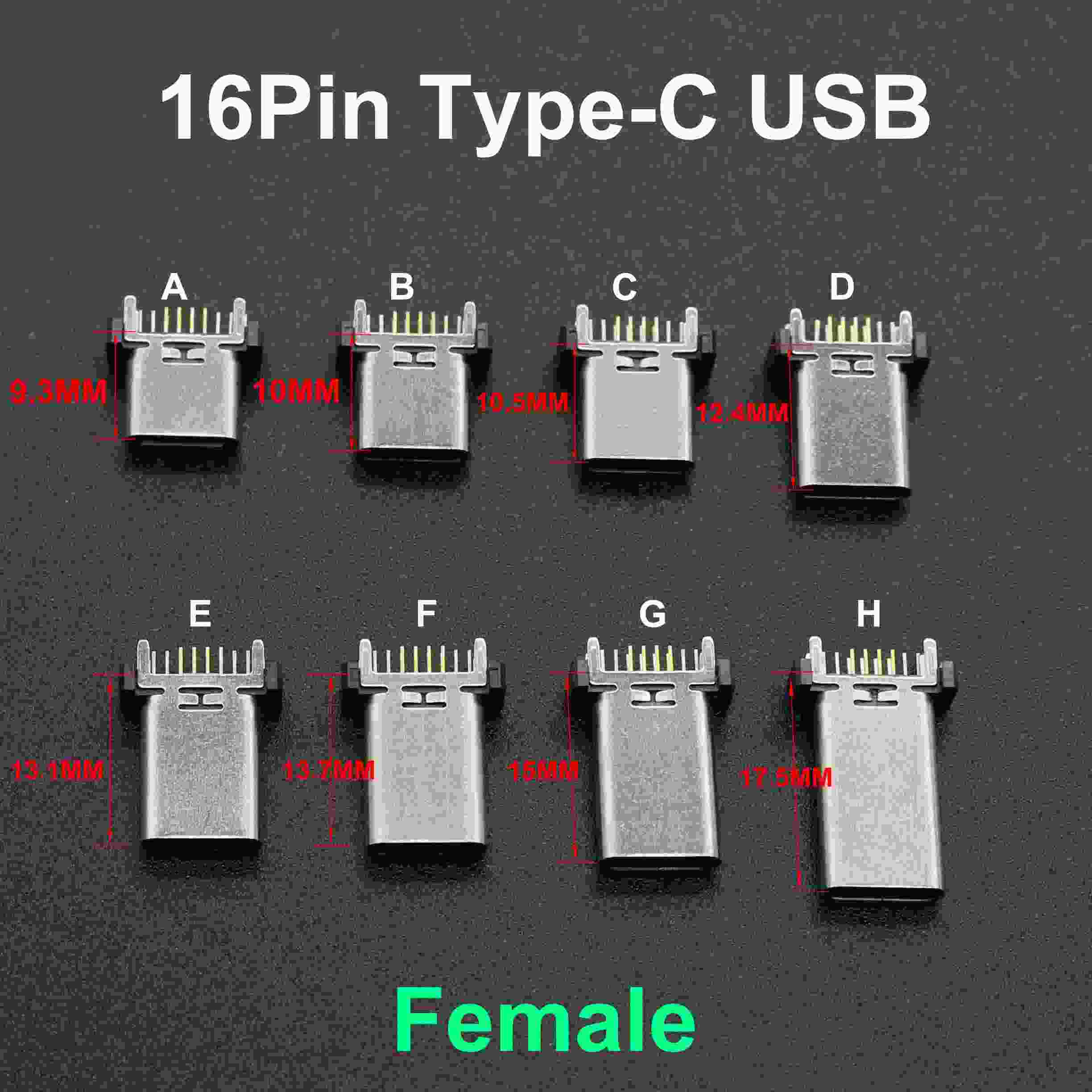 Conector USB-C Fêmea 16 Pin: Vertical e DIP