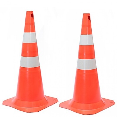 Cones de Sinalização: Kit 2 com Faixas - Segurança Garantida
