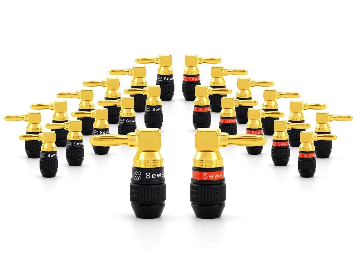 Plugues Banana 90 Graus Sewell: Conexão Rápida e Som Cristalino (12 Pares)