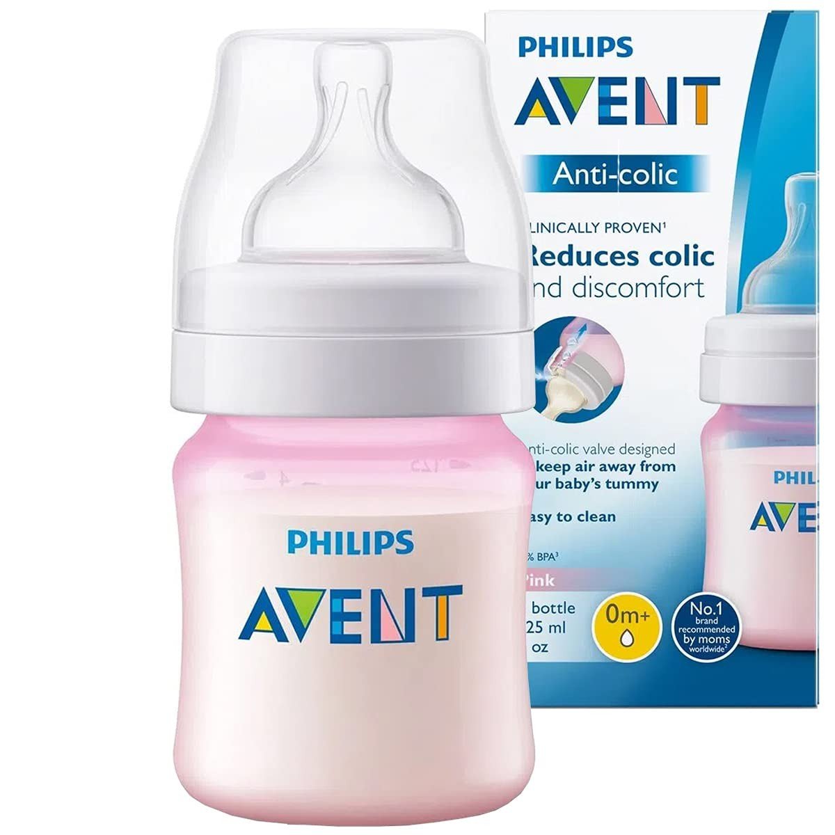 Mamadeira Anti-cólica Philips Avent Rosa 125ml - Alívio Natural para Bebês Confortáveis