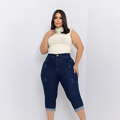 Jeans Capri Plus Size: Modelador e Confortável ✨