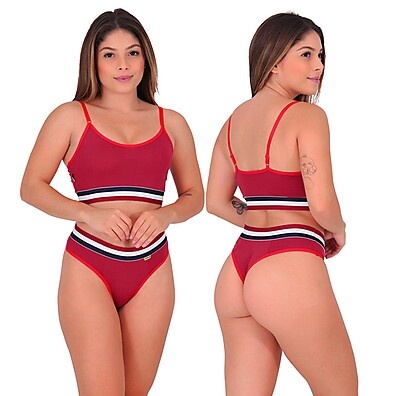 Top Listrado + Tanga: Kit 3 Sexy e Confortável