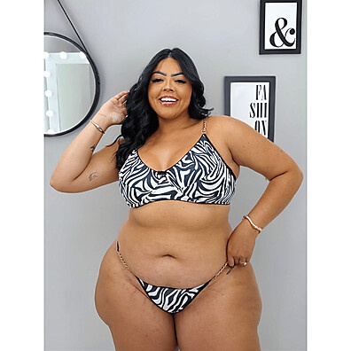 Lingerie Plus Size Animal Print Dourada: Sexy e Confortável
