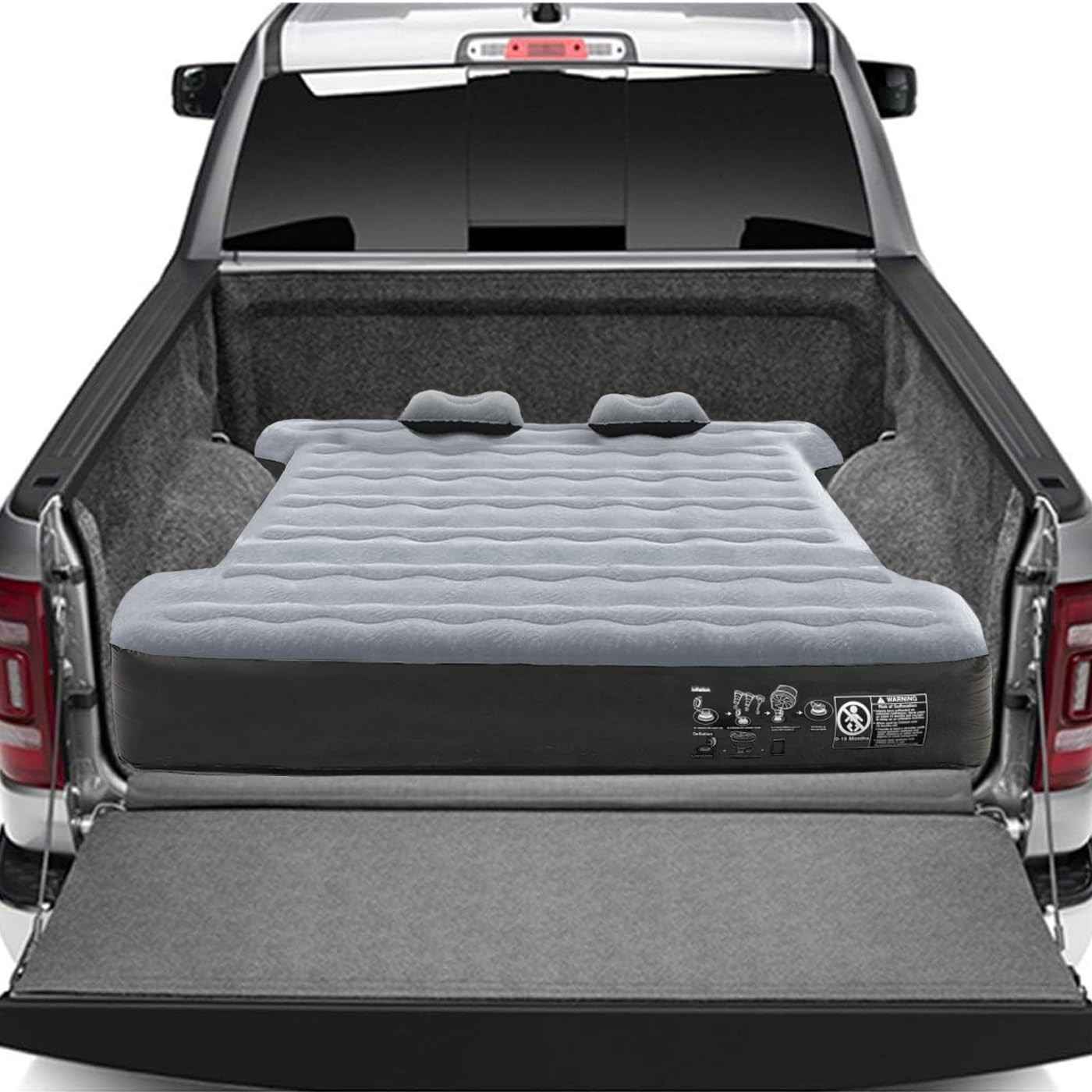 Colchão Inflável para Caçamba de Caminhão 1.7m-1.8m | Conforto Outdoor com Bomba e Bolsa | F150, Silverado, Sierra, Ram, Titan, Tundra