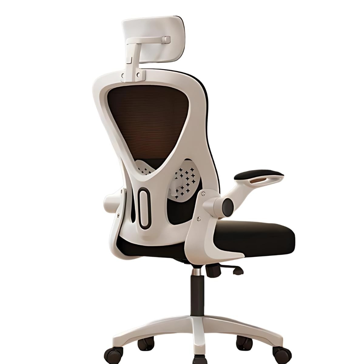 Cadeira de Escritório Giratória com Encosto Alto Ajustável - Conforto Ergonômico em Branco