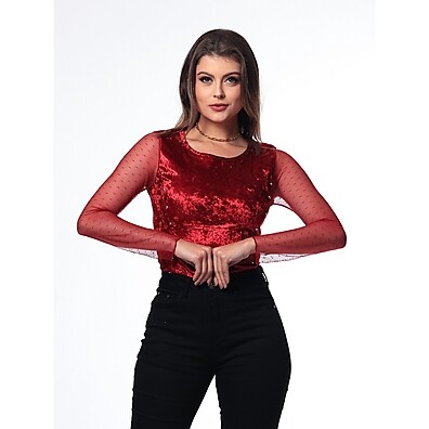 Maiô Body Manga Longa Aveludado - AB0124: Elegância e Conforto