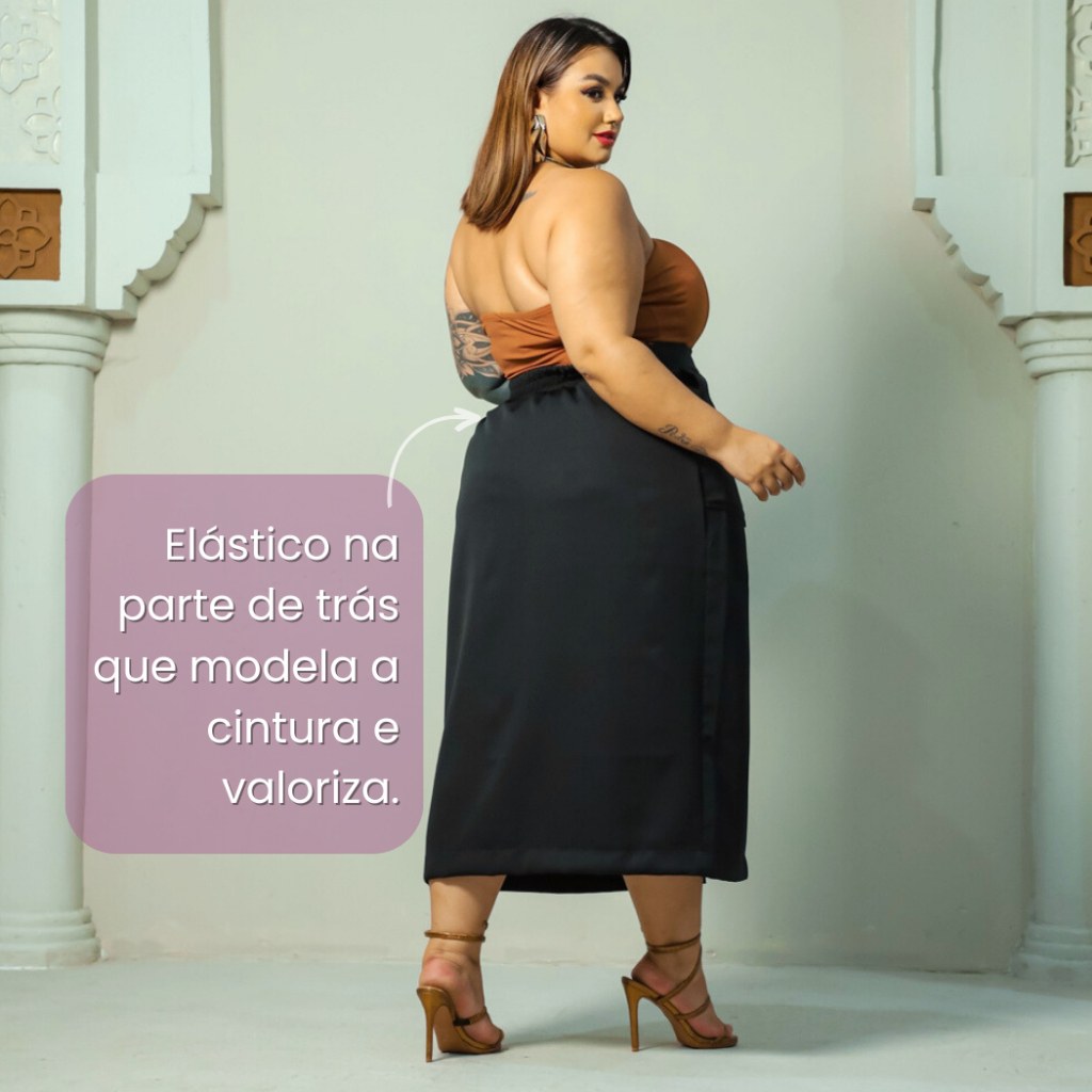Saia Midi Plus Size Evangélica Cintura Alta: Elegância e Conforto