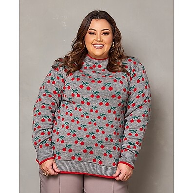 Blusa Tricot Plus Size Cereja: Estilo e Conforto!