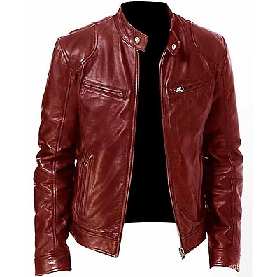 Jaqueta de Couro Masculina Slim PG6O: Estilo e Conforto