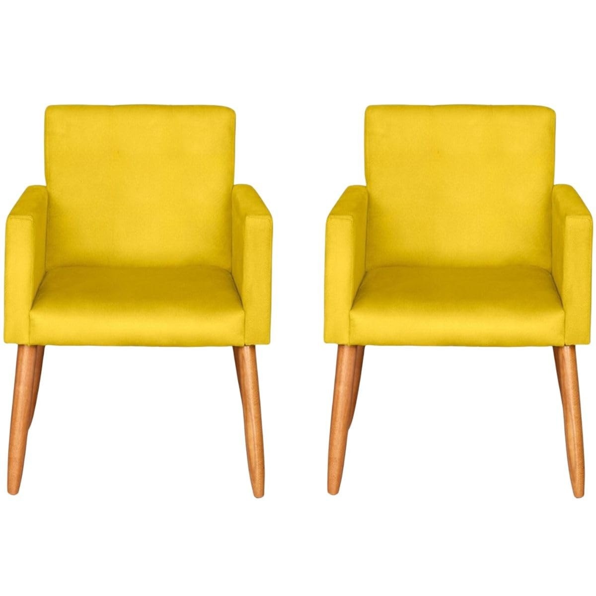 Kit 2 Poltronas Amarelas Decorativas | Conforto e Estilo para Sala, Escritório e Recepção