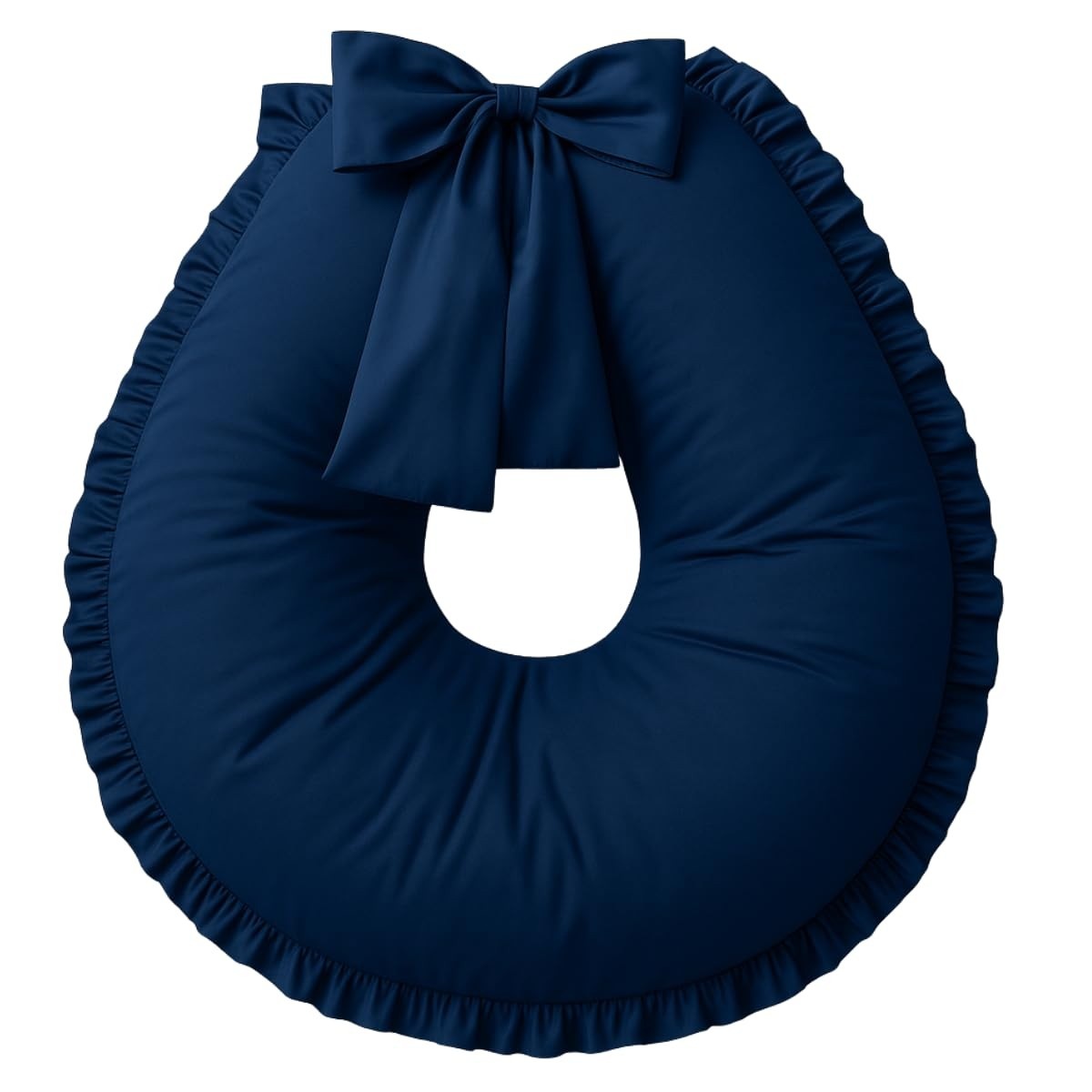 Almofada de Amamentação Babado Extra Grande em Algodão Marinho - Conforto e Estilo para Mamães Modernas