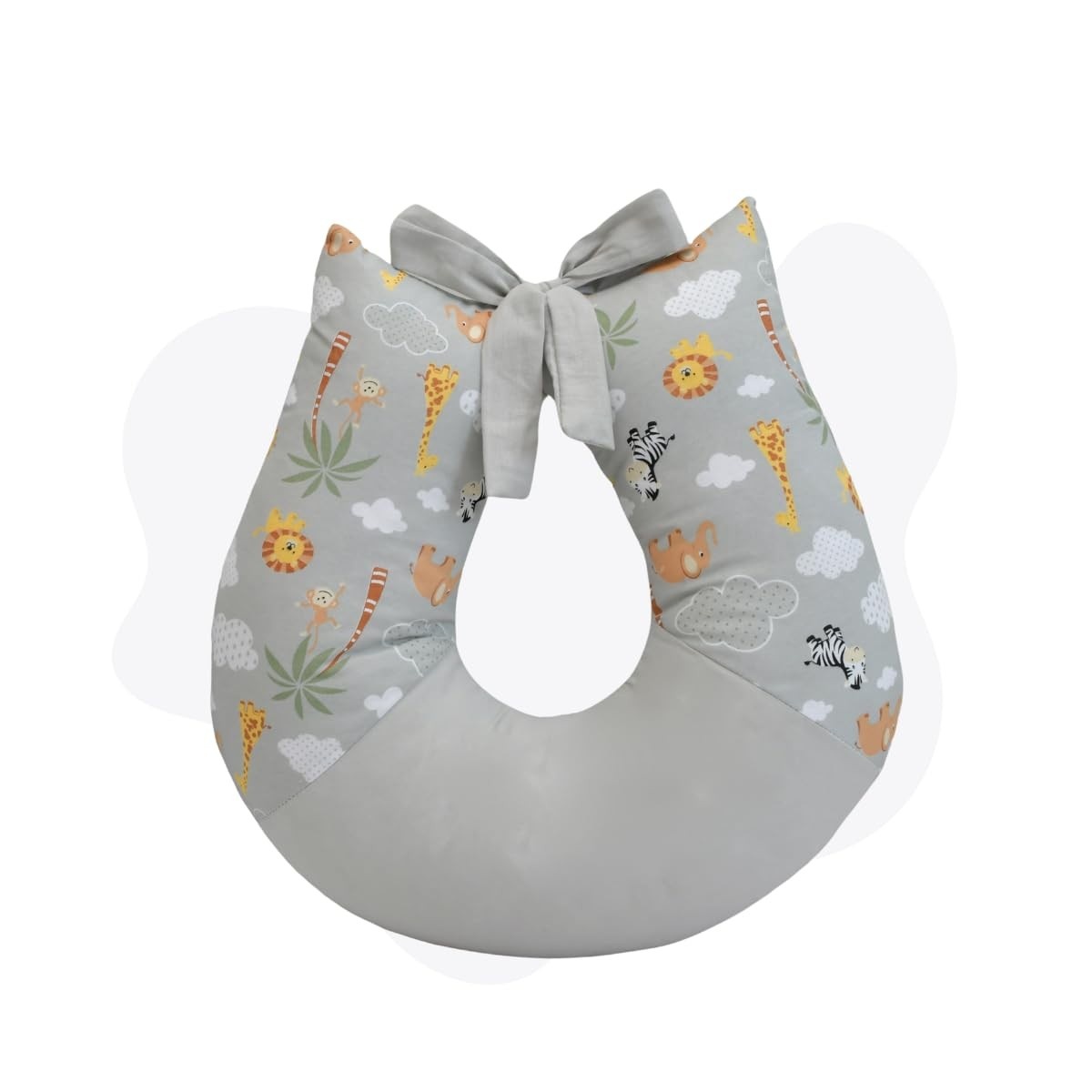 Almofada de Amamentação Safari Cinza - Conforto Ergonômico para Mãe e Bebê